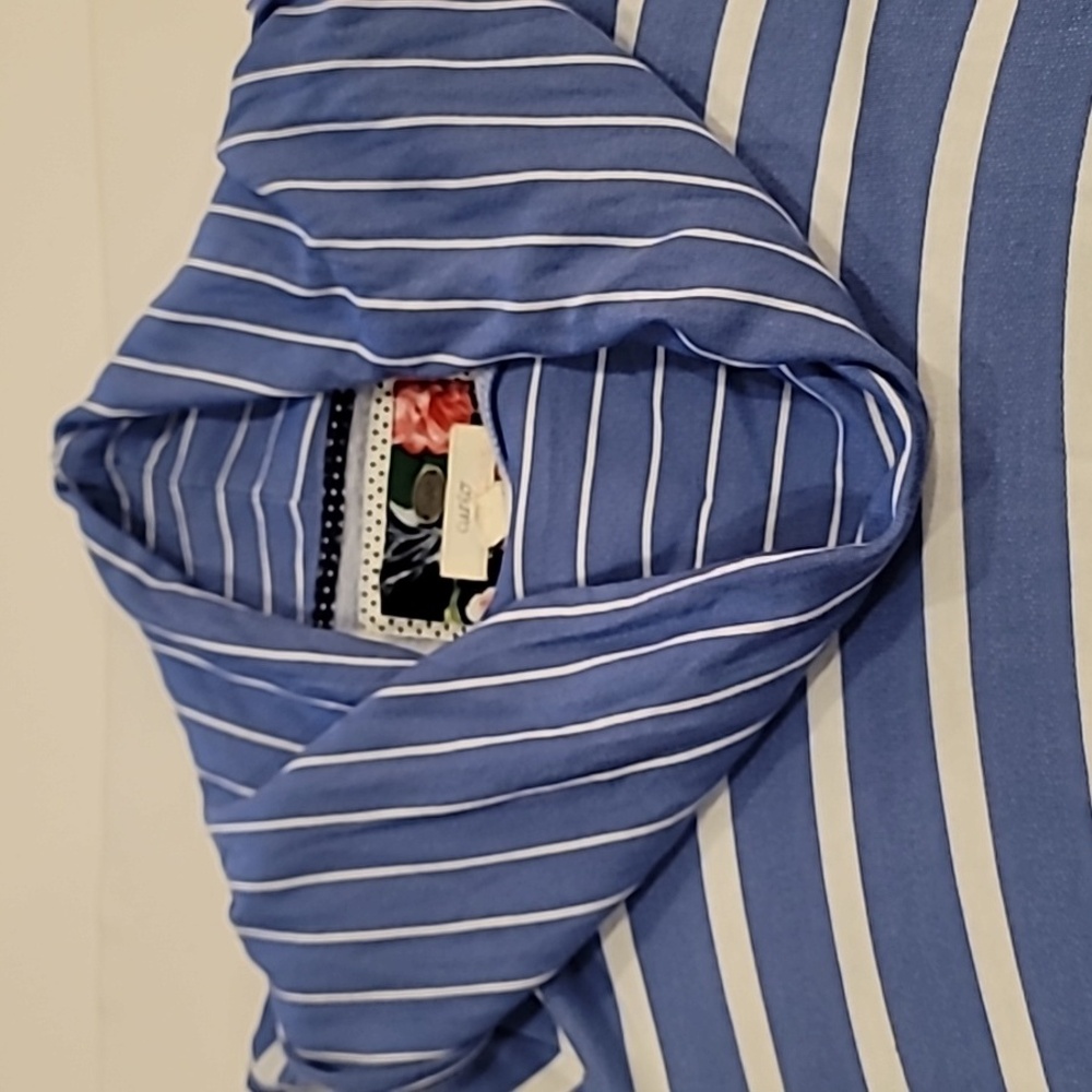 Cupio Striped Cowl Neck Top Blue White Large - Picture 7 of 12